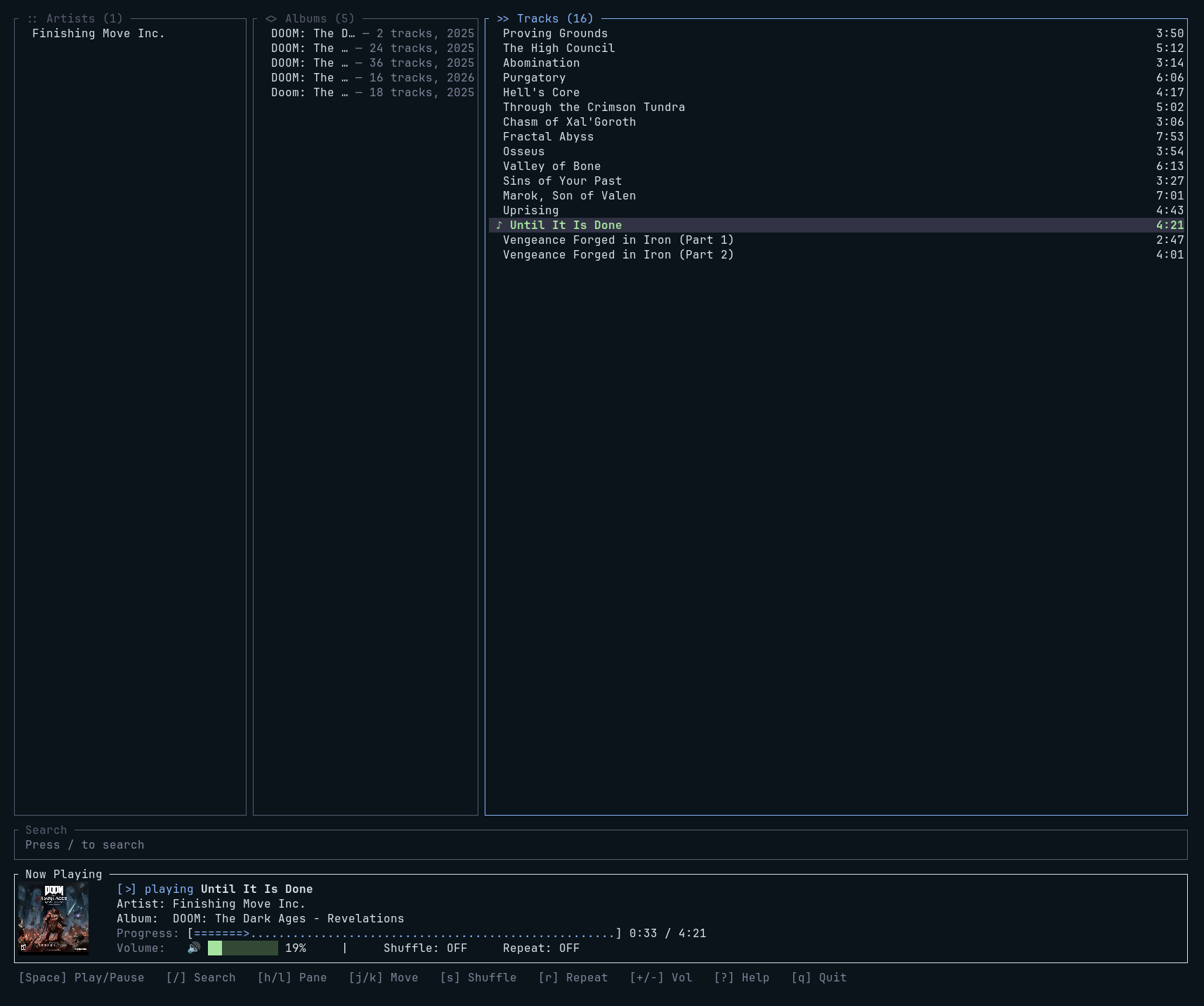 riptune TUI screenshot